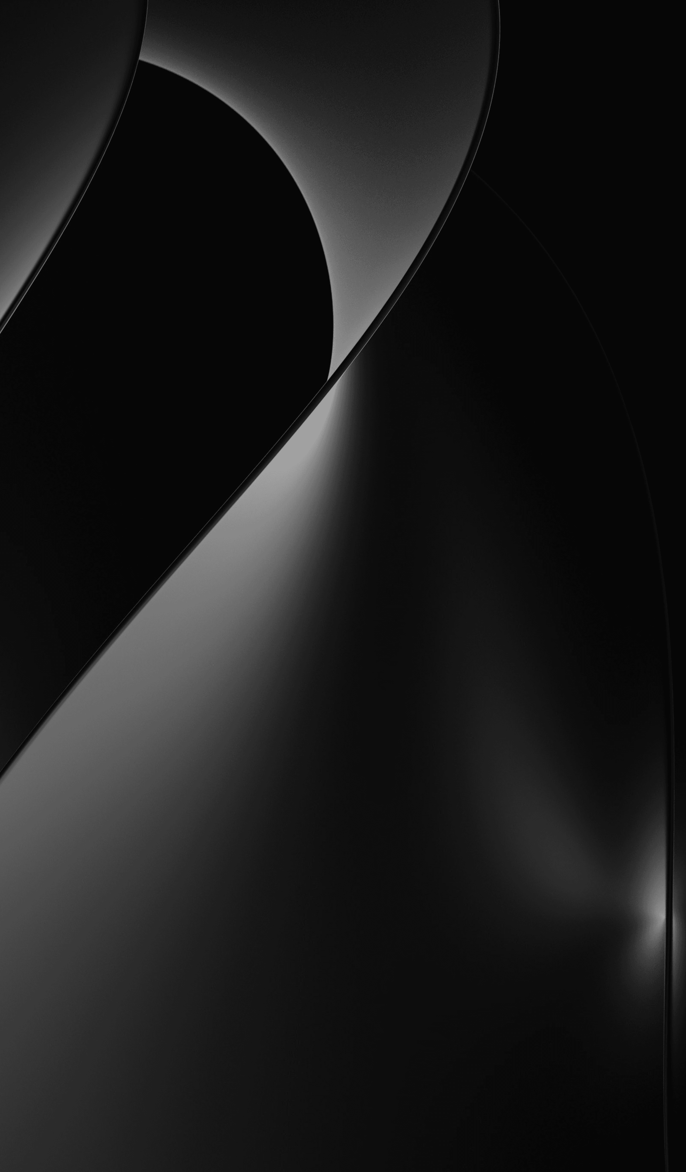 Abstract dark sculptural wave form with glossy light and shadow